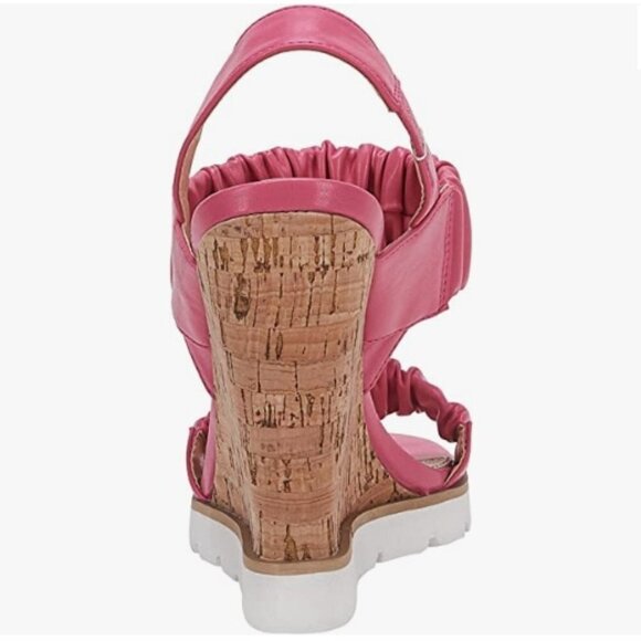 Open Toe Platform Wedge Sandals Elastic Ankle Strap Slip on Slingback Size 7.5 - Picture 2 of 5